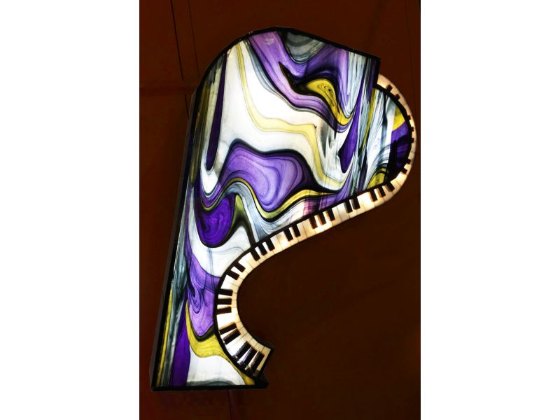 Stained Glass Illuminated Piano
